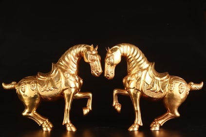 A Rare Gilt Bronze Horse