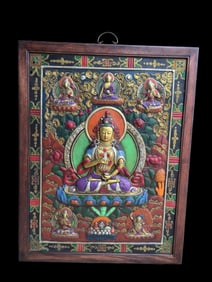 A Rare Tangka Statue of Avalokitesvara Hanging Panel