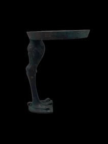 An Archaic Bronze Goose-Leg Form Lamp