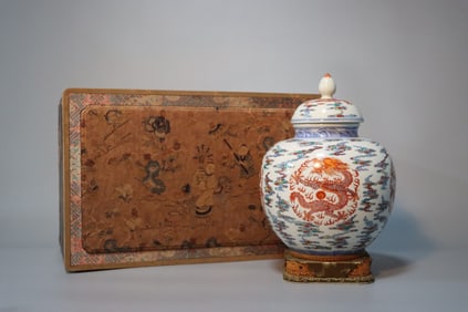 A Rare Doucai Dragon Pattern Jar