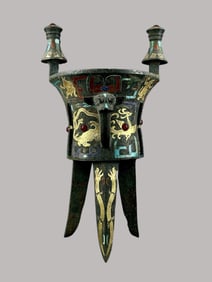 An Archaic Bronze Ji? Vessel with Gold Silver Inlay