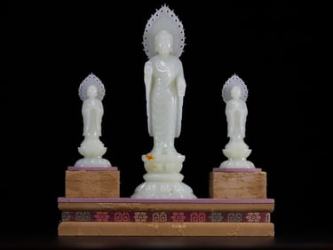 A Set of Exquisite Hetian Jade Buddha Ornaments