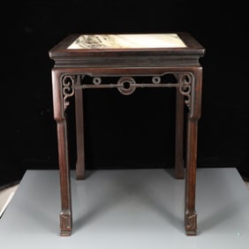 A Huge Purple Sandalwood and Cloud Stone Square Table