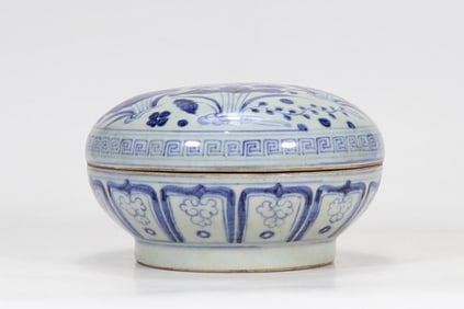 Blue and White Mandarin Duck and Lotus Pattern Box