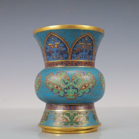 A Rare Jingtailan Animal Face Vase