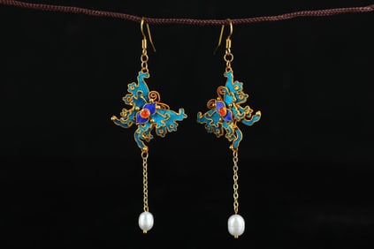 A pair of Rare Silver Gilt Earrings