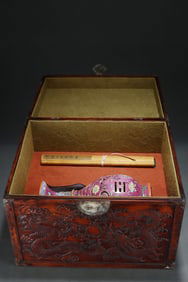 A Rare Enamel Hollow Cloud and Dragon Pattern Revolving Vase