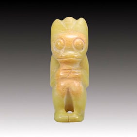 An Archaic Hongshan Culture Yellow Jade Figure Ornament