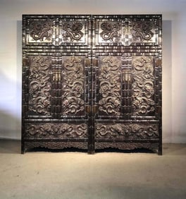 A Pair of Rare Zitanwood Dragon Pattern Cabinets