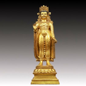 A Solemn Gilt Bronze Statue of Sakyamuni