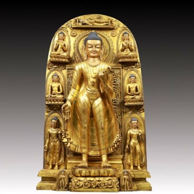 A Solemn Gilt Bronze Statue of Sakyamuni