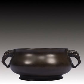 An Exquisite Bronze Elephant-Ears Censer,Ming Dynasty, China,Xuande Six-character