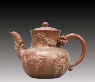 A Rare Purple Sands Dragon Pattern Teapot