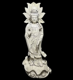 A Rare Blance-De-Chine Statue of Avalokitesvara