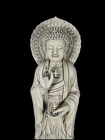 A Rare Blance-De-Chine Statue of Sakyamuni