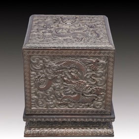 An Exquisite Zitanwood Dragon Pattern Cover Box