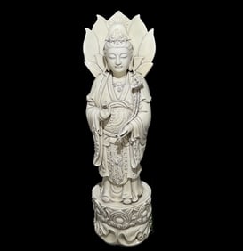 A Rare Blance-De-Chine Statue of Avalokitesvara