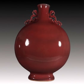 A Huge Ji Red Glazed Double-Ears Vase