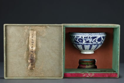 An Exquisite Blue and White Lotus and Dragon Pattern Bowl