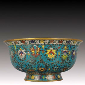 An Exquisite Cloisonne Lotus and Eight Treasures Pattern Bowl