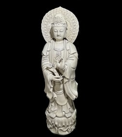 A Rare Blance-De-Chine Statue of Avalokitesvara