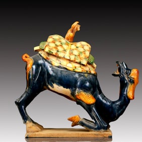 A Rare Tang Tri-Color Glazed Pottery Camel Ornament