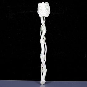 An Exquisite Jadeite Ganoderma lucidum Pattern Ruyi