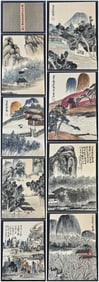 A Chinese Album Ink Painting of Landscape and Figure on Paper,Qi Baishi