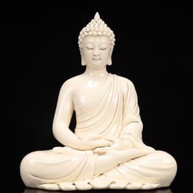 An Exquisite Blance-De-Chine Statue of Sakyamuni
