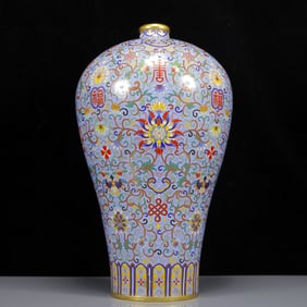 A Huge Cloisonne Lotus and Bats and Peach Pattern Vase