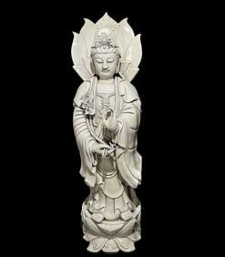 A Rare Blance-De-Chine Statue of Avalokitesvara