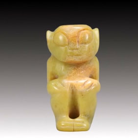 An Archaic Hongshan Culture Yellow Jade Figure Ornament