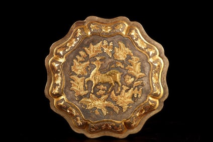 A Rare Gilt Bronze Flower Animal Pattern Box