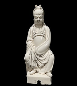 A Rare Blance-De-Chine Statue of Guangong