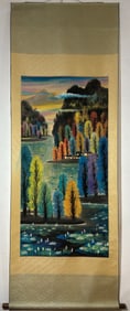 A Chinese Vertical Scroll Ink Painting of Landscape on Paper,Lin Fengmian
