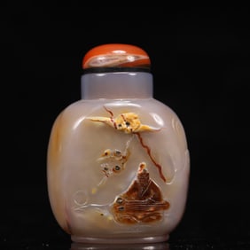 An Exquisite Agate Character and Story Pattern Snuff Bottle