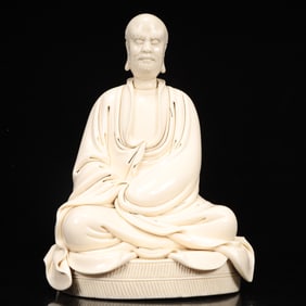 An Exquisite Blance-De-Chine Statue of Bodhidharma
