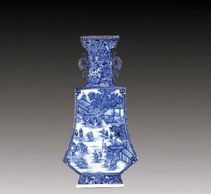 A Huge Blue and White Character and Story Pattern Double-Ears Vase