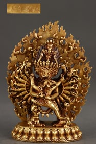 A Solemn Gilt Bronze Statue of Yamantaka