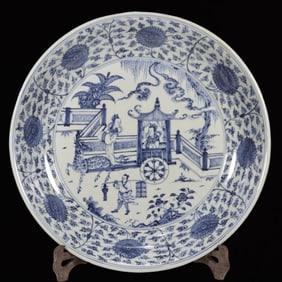An Exquisite Blue and White Character and Story Pattern Plate
