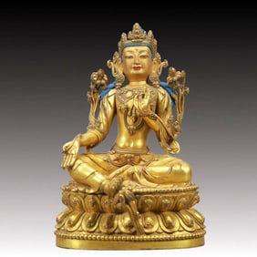 A Solemn Gilt Bronze Statue of Tara