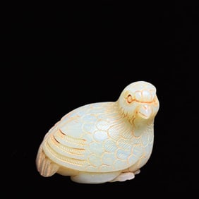 An Exquisite White Jade Quail Ornament