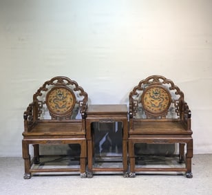 A Set of Rare Huanghuali wood Dragon Pattern Chairs