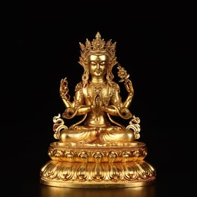 A Rare Gilt Bronze Statue of Tara