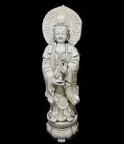 A Rare Blance-De-Chine Statue of Avalokitesvara