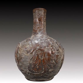 A Exquisite Zitanwood Character and Story Pattern Vase