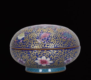 An Exquisite Enamel Painted Gold Flower Pattern Cover Box