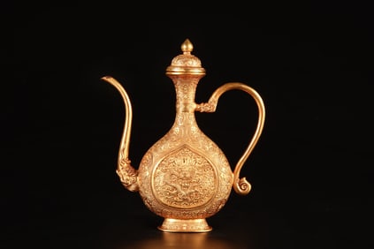 An Exquisite Gilt Bronze Dragon Pattern Ewer