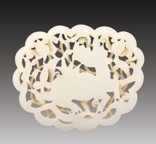 An Excellent White Jade 'Kylin' Pendant