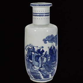An Exquisite Blue and White Character and Story Pattern Vase